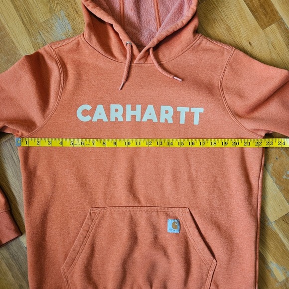 Carhartt Sweatshirt Womens L Orange Fleece Hoodie Relaxed Fit Workwear Cozy - Picture 7 of 13